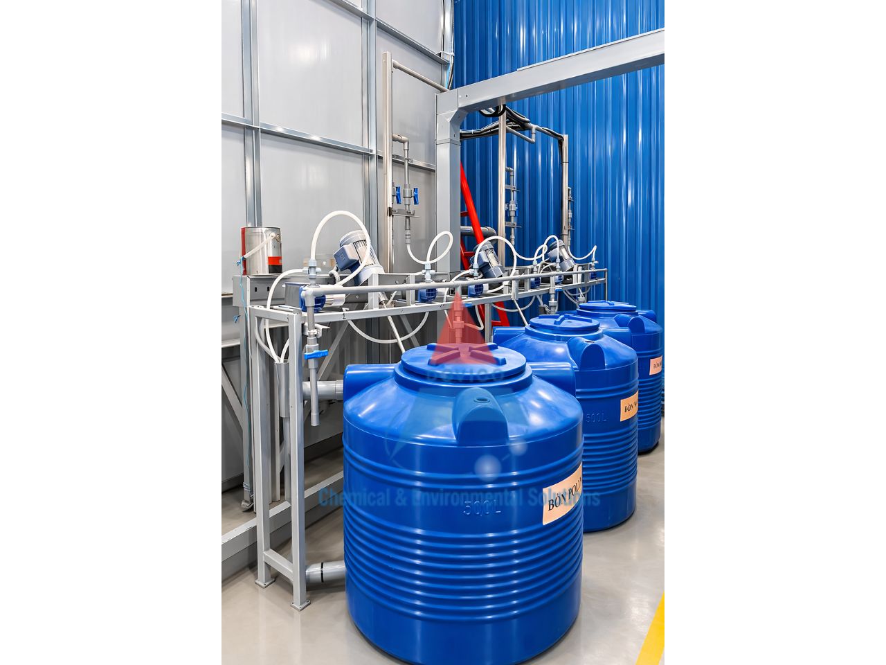 Hệ thống châm hóa chất tự động trong quy trình xử lý và lọc nước sông